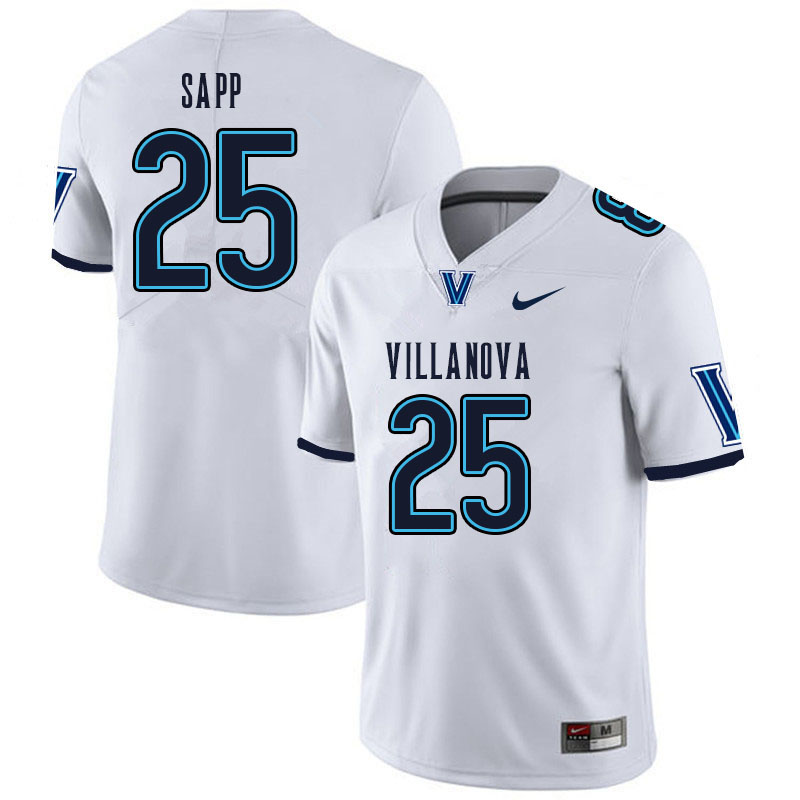 Men #25 Christian Sapp Villanova Wildcats College Football Jerseys Sale-White - Click Image to Close